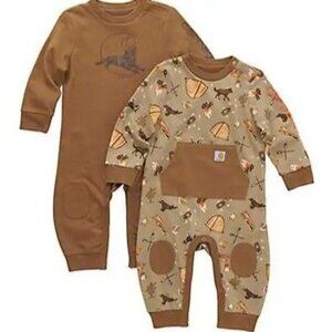 Carhartt Long Sleeve Camp Coverall 2 pc Set - Brown & Multi -12 Month